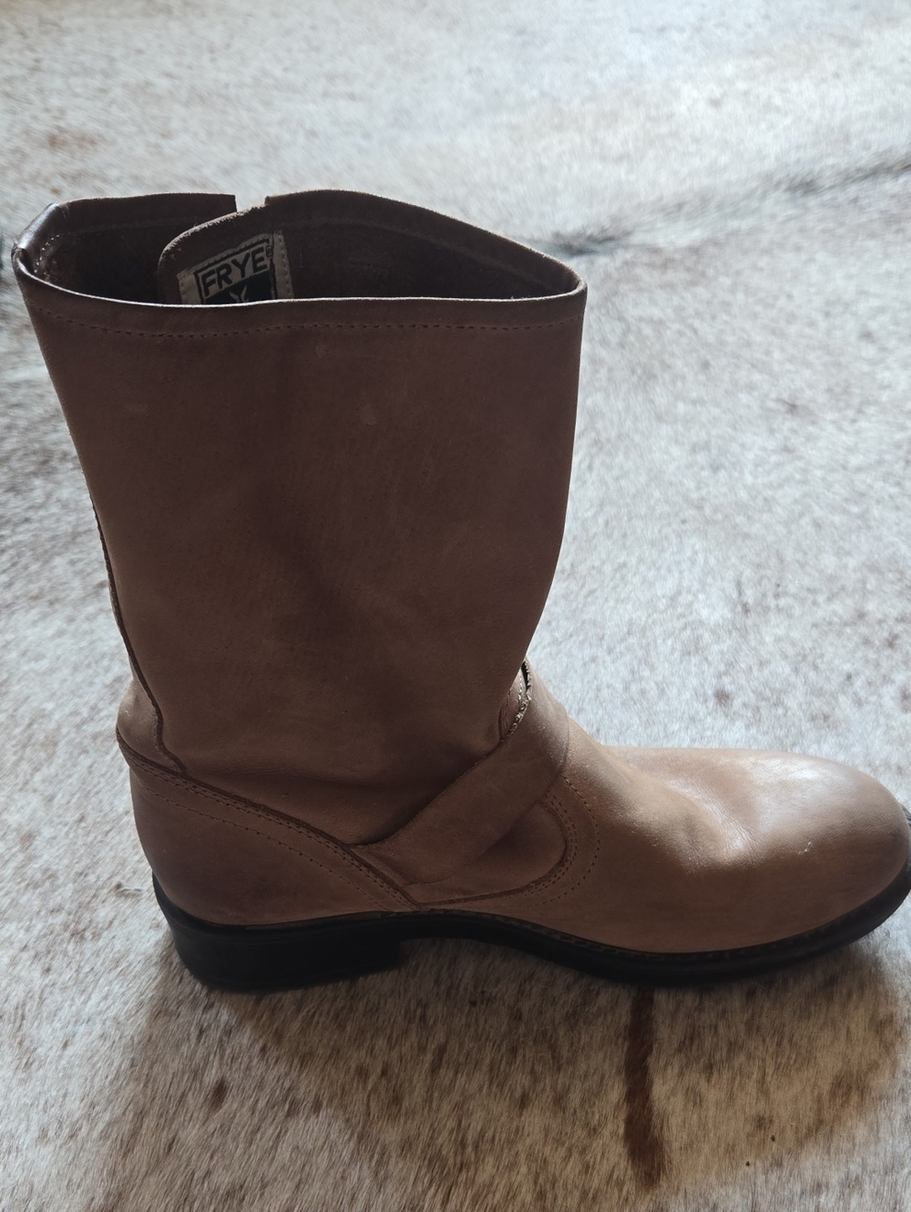 Frye Brown Leather Mid-Calf Pull-On Boot